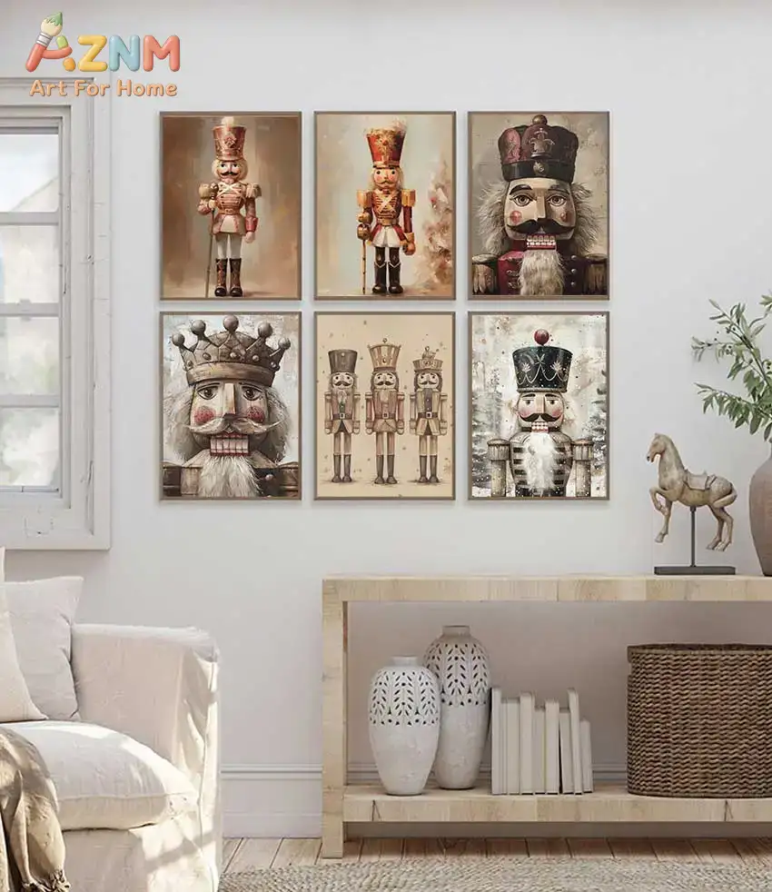 Nutcracker Figurine - AZNM Vintage Nutcracker Canvas Wall Art