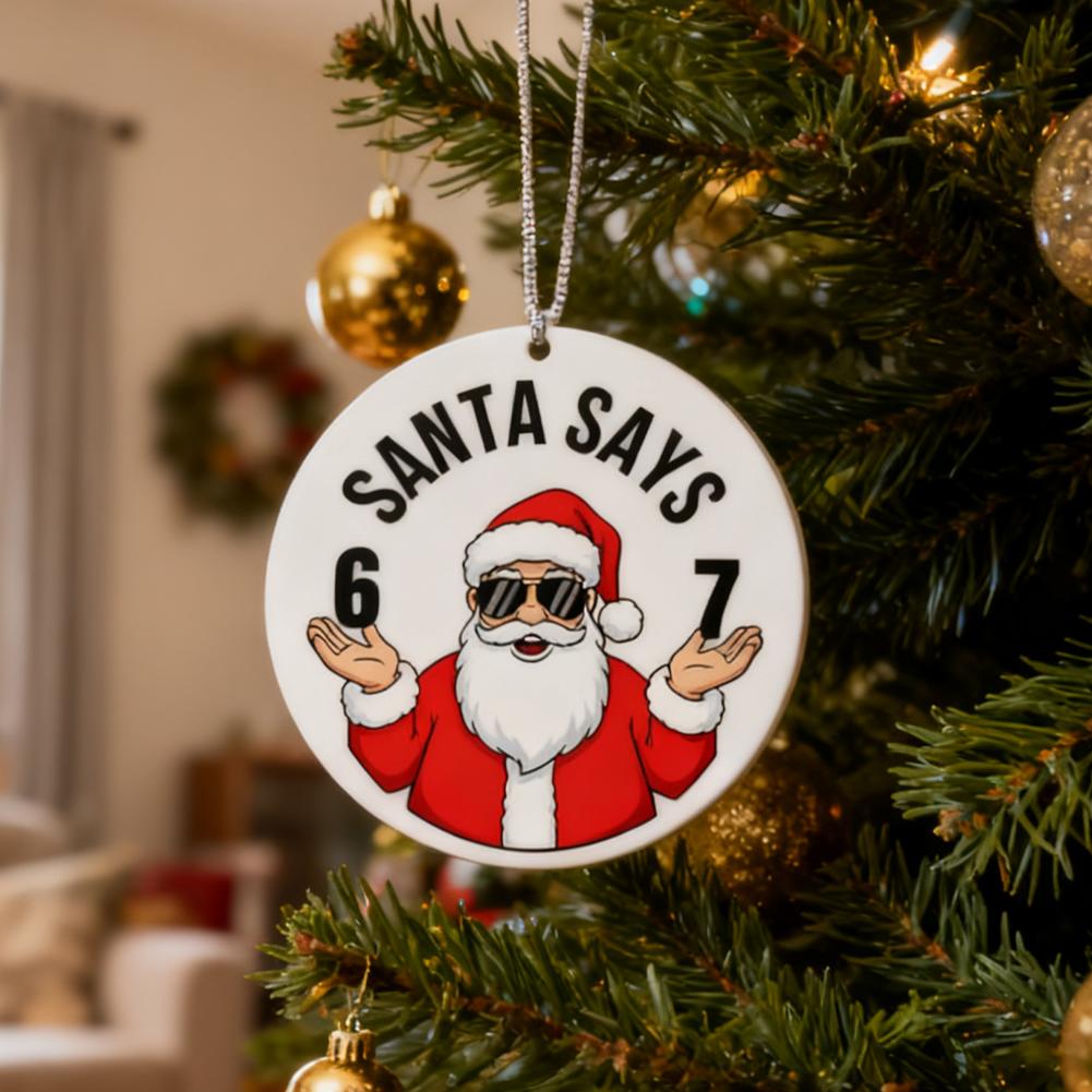 Christmas Stocking Hanging - Funny Santa Says Six Seven Christmas