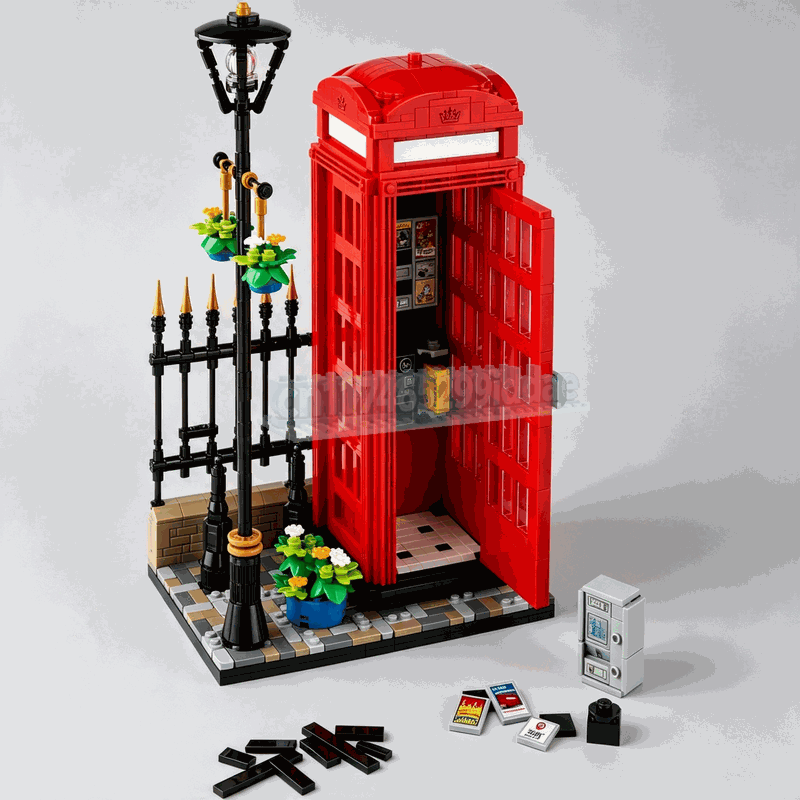 Lego Set City - 1460PCS Red British Telephone Booth Building