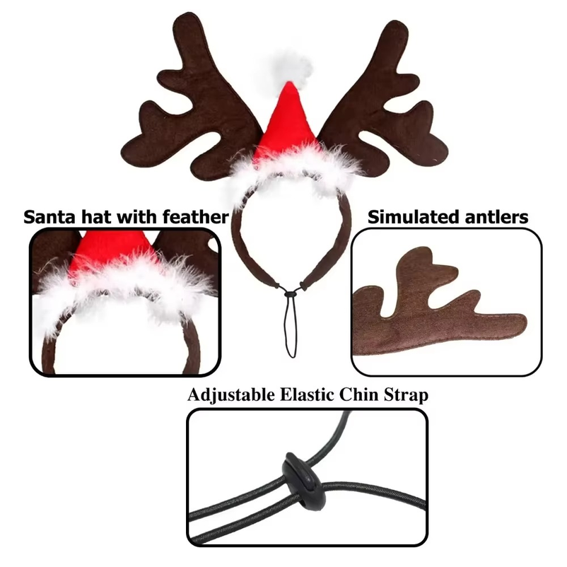 5PCSPet Christmas Reindeer Ant - Reindeer Antlers Headband 评论和价格