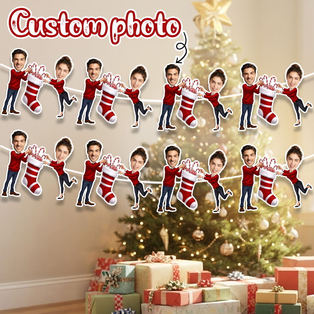 8/16/24PC Custom Photo Christm - Christmas Stocking Hanging 评论和价格